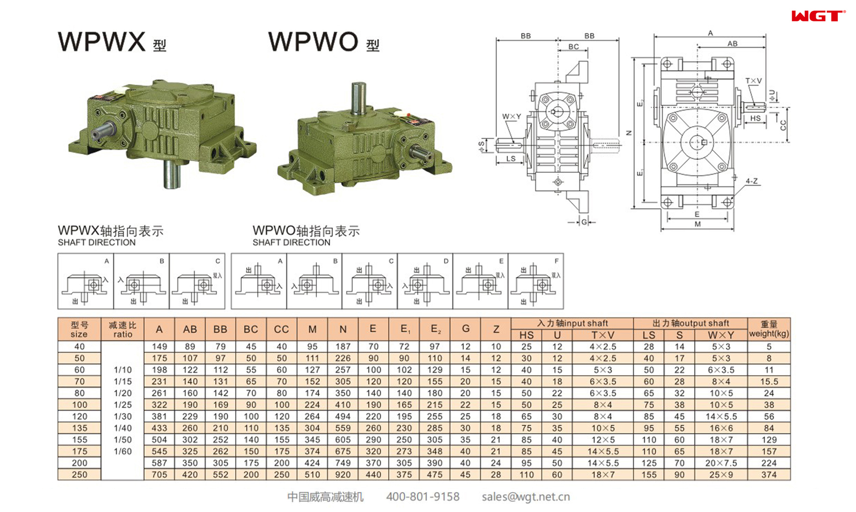 WPWX WPWO70 蜗轮减速机 万向减速机