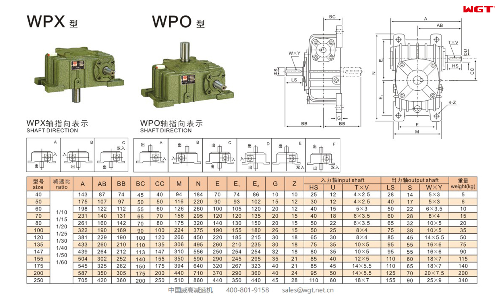 WPX155蜗轮蜗杆减速机单速减速机